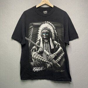Native DGA Mens Black T Shirt L Gonzalez Chief Bear American Indian Y2K